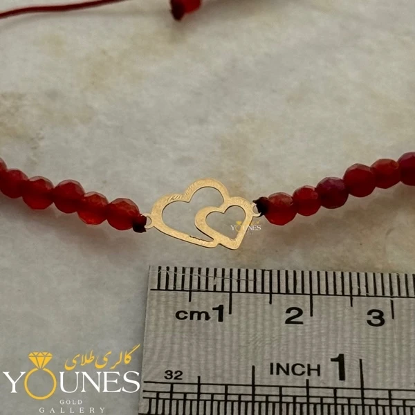 دستبند طلا دوقلبی لیزری